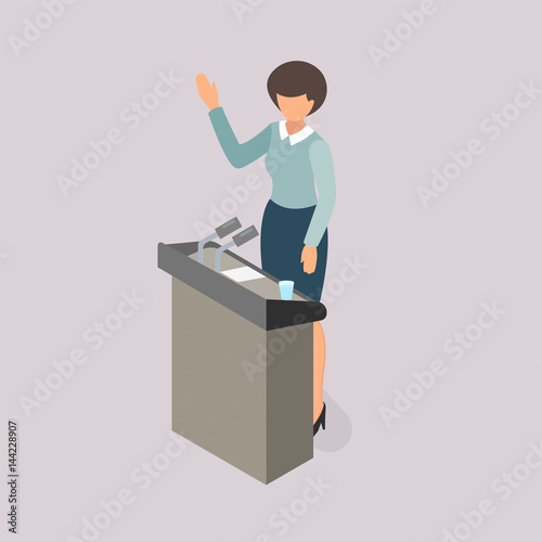 Woman voting on the platform