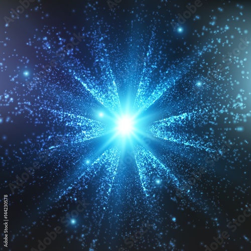 Fototapeta Naklejka Na Ścianę i Meble -  Abstract vector space background. Explosion of glowing particles. Futuristic technology style. Elegant background for business presentations or gift cards.EPS10
