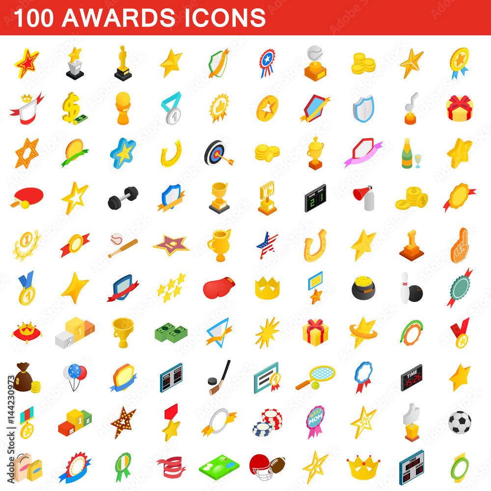 custom made wallpaper toronto digital100 awards icons set, isometric 3d style