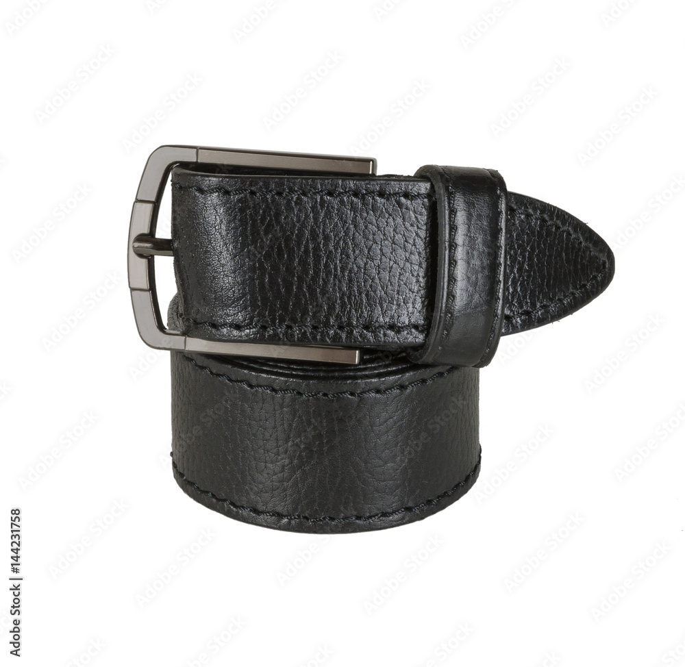 Leather belt for men. Black belt on white background. Leather belt for men. Black belt on white background.