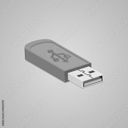 3D USB Flash Drive. Abstract flash drive. Vector illustration.