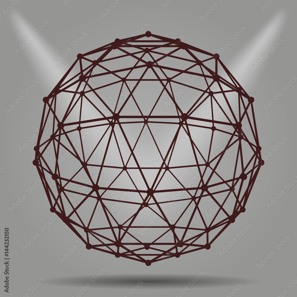 Abstract dimensional object with connected lines and dots Abstract dimensional object with connected lines and dots