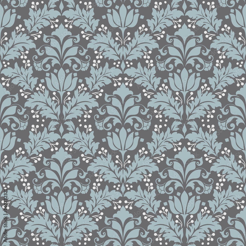 Vector damask seamless pattern background. Classical luxury old fashioned damask ornament, royal victorian seamless texture for wallpapers, textile, wrapping. Exquisite floral baroque template. Vector damask seamless pattern background. Classical luxury old fashioned damask ornament, royal victorian seamless texture for wallpapers, textile, wrapping. Exquisite floral baroque template.