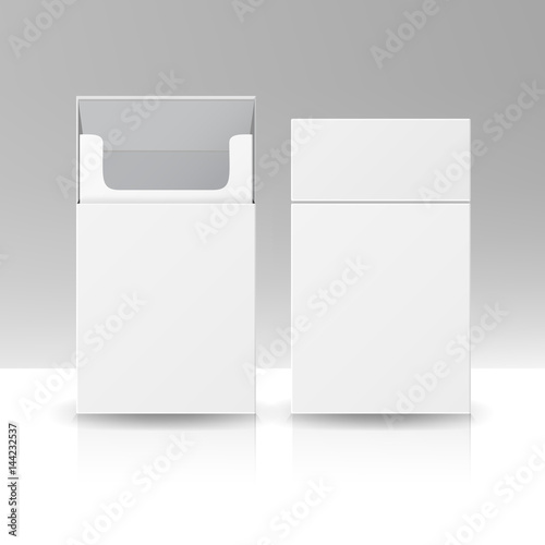 Blank Pack Package Box Of Cigarettes 3D Vector Template For Design. Opened Pack Of Cigarettes Isolated