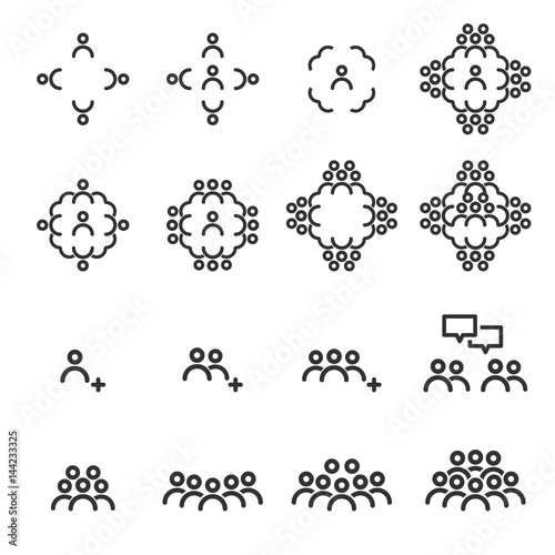 People Icons Line work group Team Vector , Brain concept