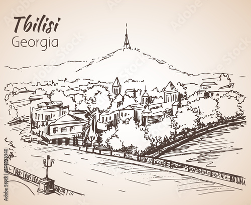 Panoramic view of old Tbilisi, Georgia.