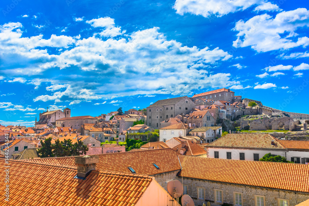 Medieval town Dubrovnik. / Colorful scenic view at medieval old city Dubrovnik in Europe, famous touristic and historic resort.