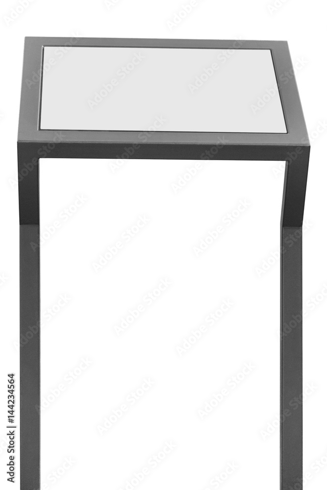 Info display stand, grey metal rack info board, isolated horizontal framed menu copy space, vertical gray poles, poster presentation frame, outdoor dispenser promotion marketing concept background Info display stand, grey metal rack info board, isolated horizontal framed menu copy space, vertical gray poles, poster presentation frame, outdoor dispenser promotion marketing concept background