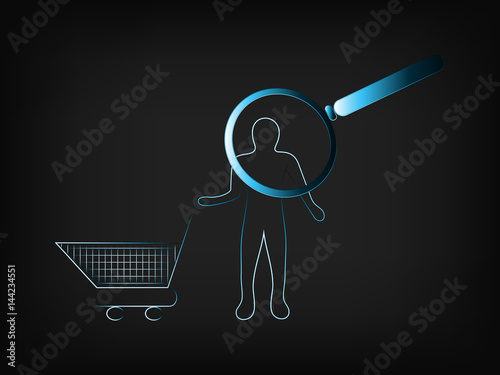 customer with shopping cart under analysis