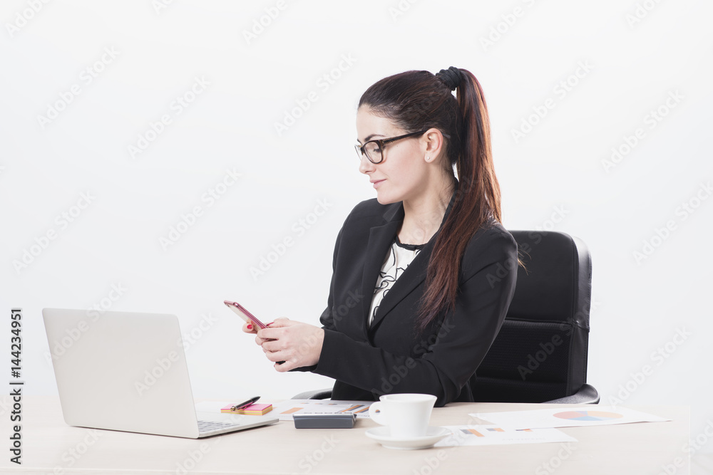 Business woman working with document in office