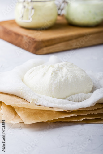 Homemade organic whole milk ricotta