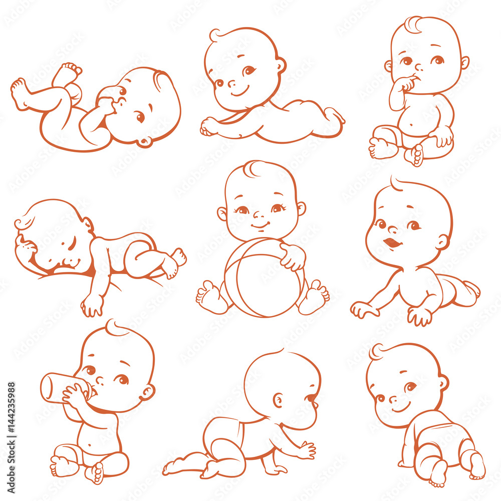 Newborn baby sketch stock vector. Illustration of character - 137135749