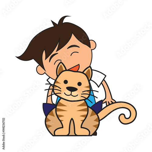 animal care concept, love, caring and affection to the animal. cartoon. vector illustration