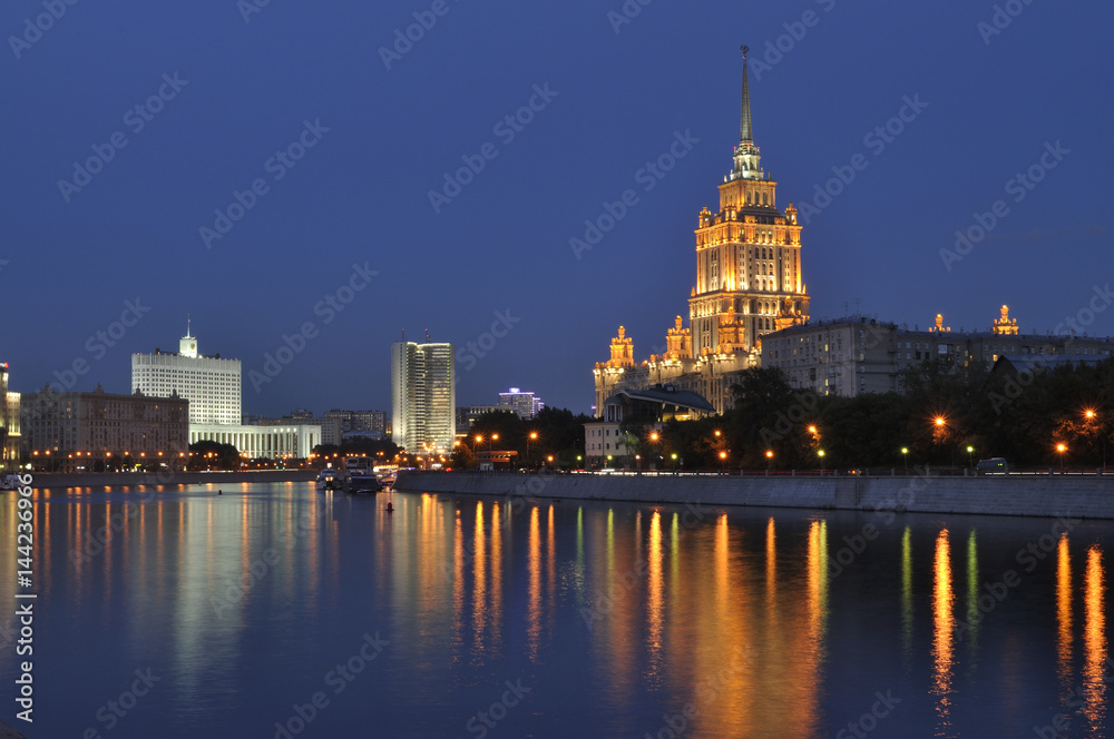 Moscow River embankment - night cityscape