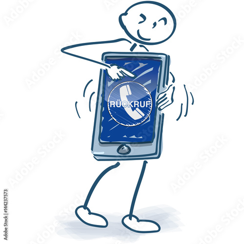 Strichmännchen mit Smartphone und Rückruf