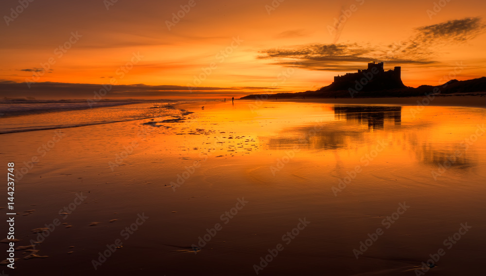Golden Sunrise at Bamburgh Beach