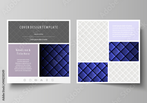 Business templates for square design brochure, magazine, flyer, booklet, annual report. Leaflet cover, vector layout. Shiny fabric, rippled texture, white and blue color silk, vintage style background