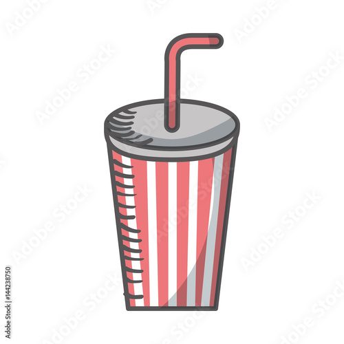soda glass with straw icon vector illustration design
