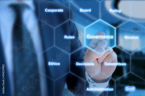 Hexagon grid governance click from businessman photo
