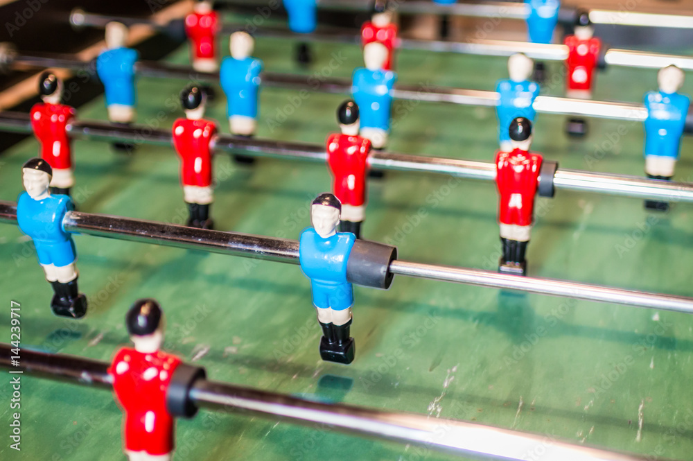 Fototapeta premium Table football game, Soccer table with red and blue players