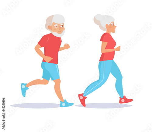 Elderly couple run