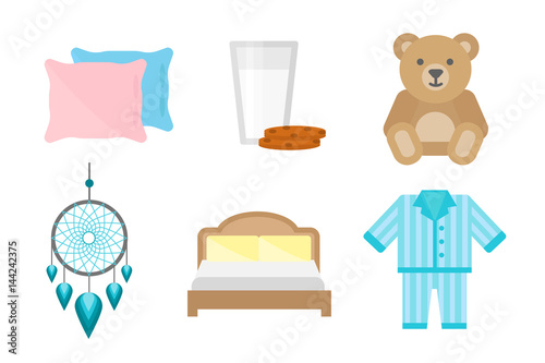 Sleep icons vector illustration set collection nap icon moon relax bedtime night bed