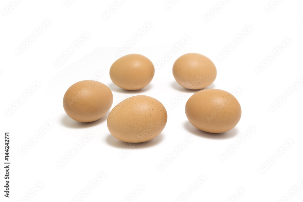 Fresh chicken eggs isolated on white background