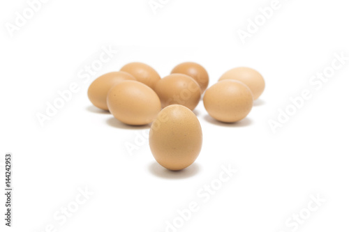 Fresh chicken eggs isolated on white background