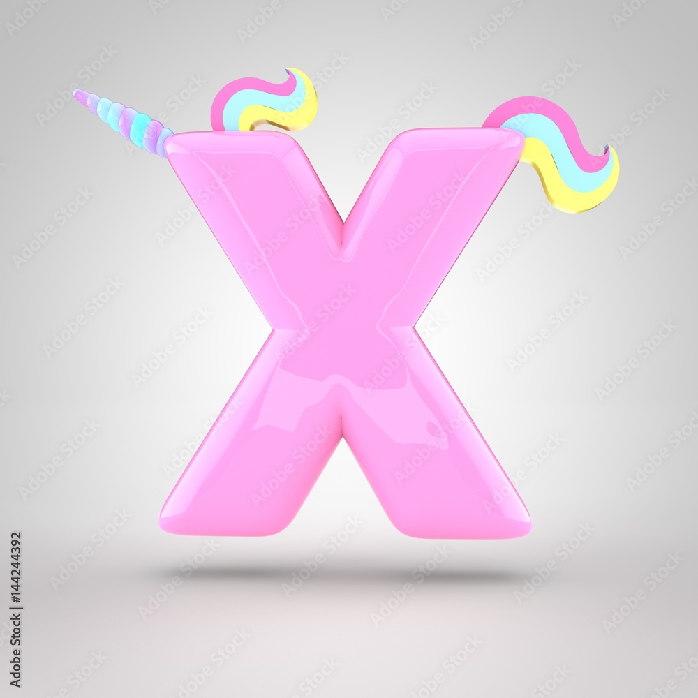 Cute unicorn pink letter X uppercase Cute unicorn pink letter X uppercase