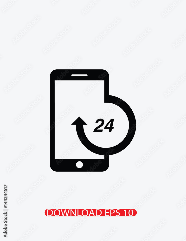 Smartphone 24 hours service icon, Vector Smartphone 24 hours service icon, Vector