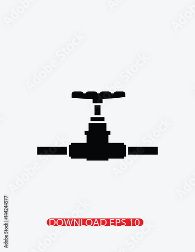 Water tap on pipes icon, Vector