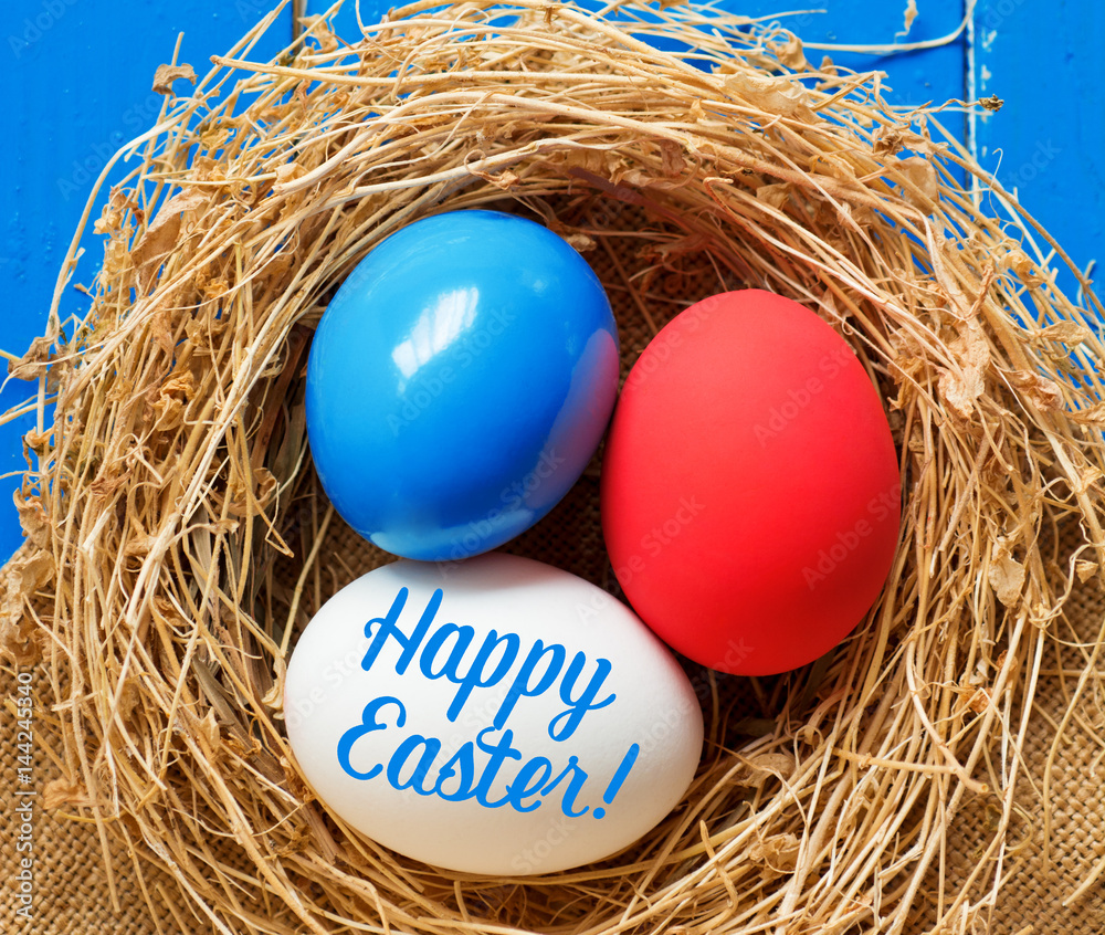 Colored eggs, selective focus image. Happy Easter Card Colored eggs, selective focus image. Happy Easter Card