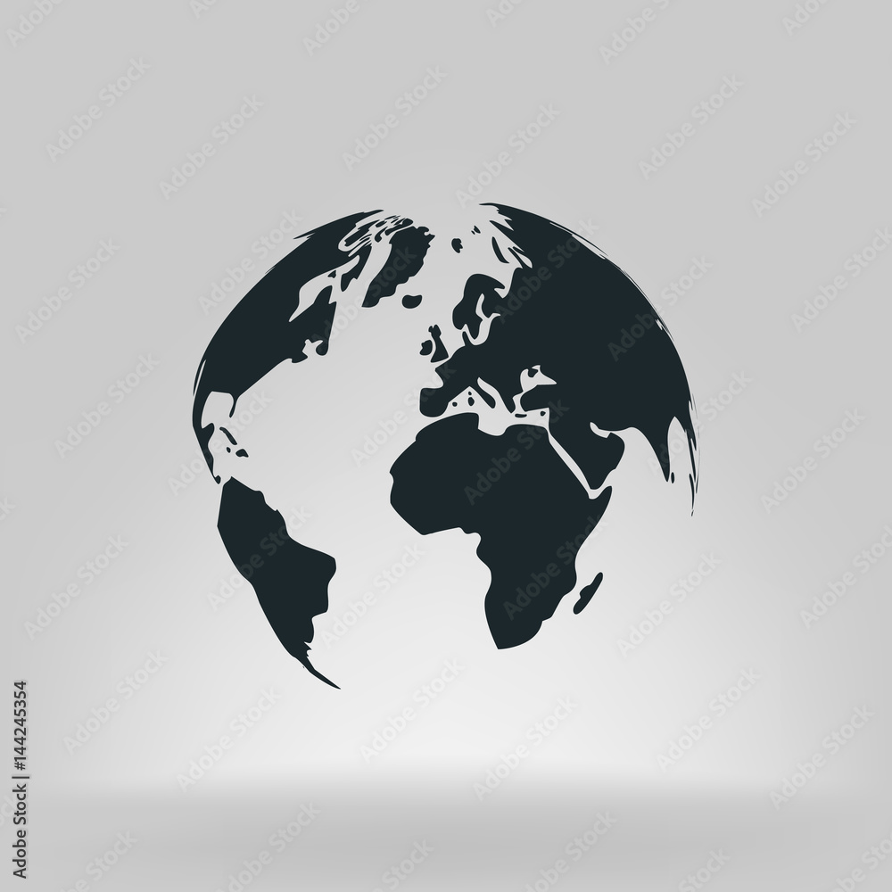 Naklejka premium Flat paper cut style icon of globe