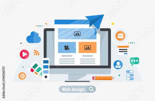 Web design build. Flat modern vector illustration for your design.
