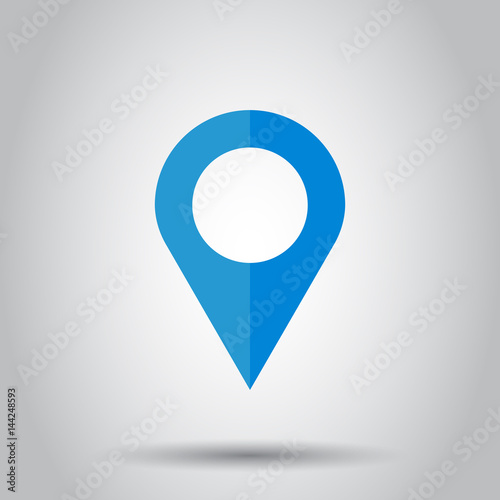 Pin icon vector. Location sign in flat style isolated on gray background. Navigation map, gps concept.