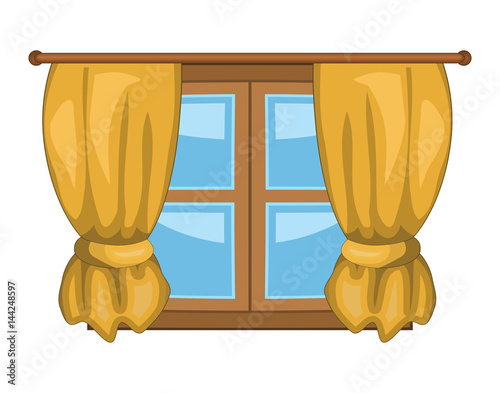 cartoon window with curtains vector symbol icon design.