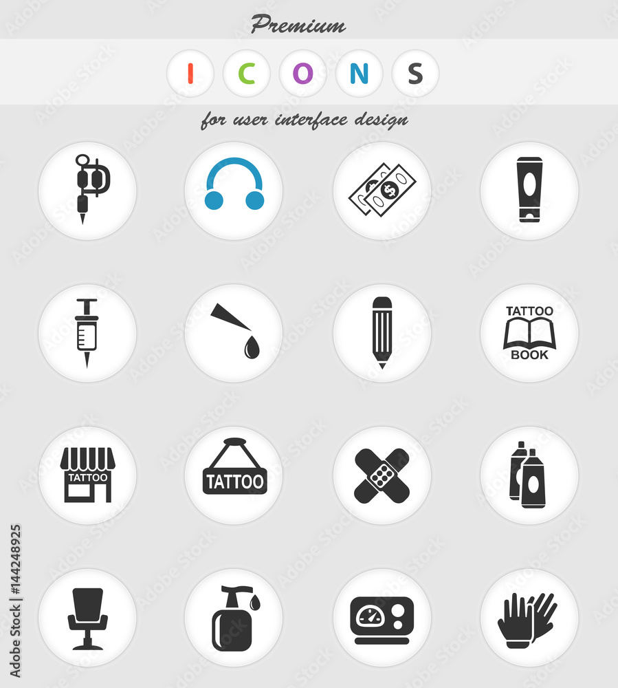 tattoo salon icon set tattoo salon icon set