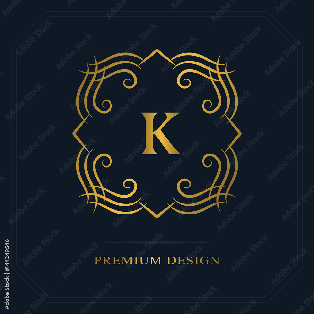 Modern logo design. Geometric initial monogram template. Letter emblem K. Mark of distinction. Universal business sign for brand name, company, business card, badge. Vector illustration Modern logo design. Geometric initial monogram template. Letter emblem K. Mark of distinction. Universal business sign for brand name, company, business card, badge. Vector illustration