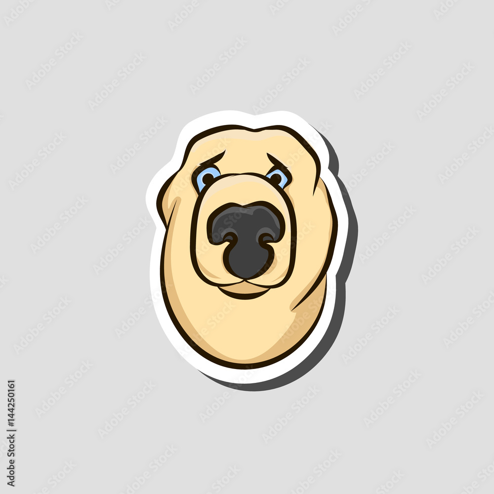 Head of a sad dog, sticker, vector illustration Head of a sad dog, sticker, vector illustration