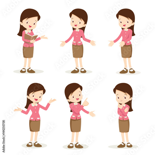 teacher woman  various actions