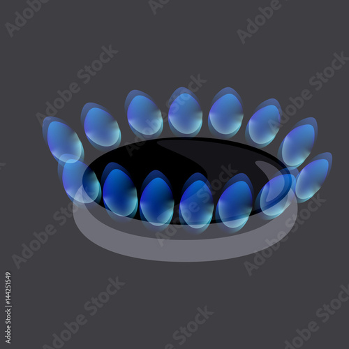 Gas flame of a stove. Vector illustration.