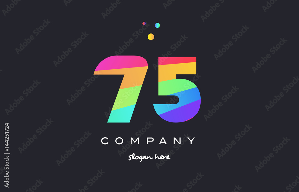 75 seventy five colored rainbow creative number digit numeral logo icon 75 seventy five colored rainbow creative number digit numeral logo icon