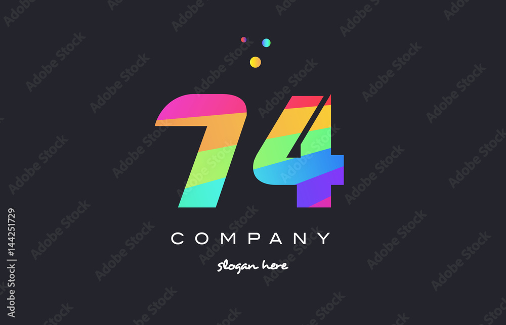 74 seventy four colored rainbow creative number digit numeral logo icon 74 seventy four colored rainbow creative number digit numeral logo icon