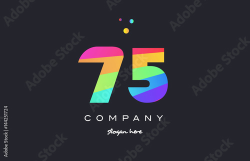 75 seventy five colored rainbow creative number digit numeral logo icon