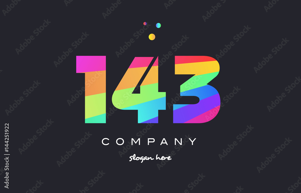 143 colored rainbow creative number digit numeral logo icon 143 colored rainbow creative number digit numeral logo icon