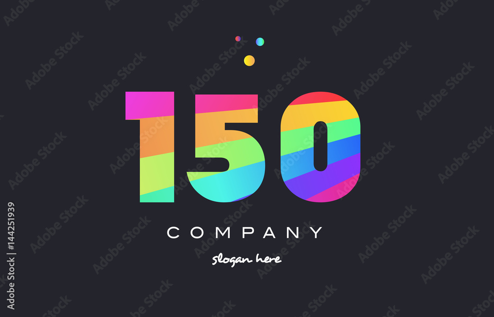 150 colored rainbow creative number digit numeral logo icon