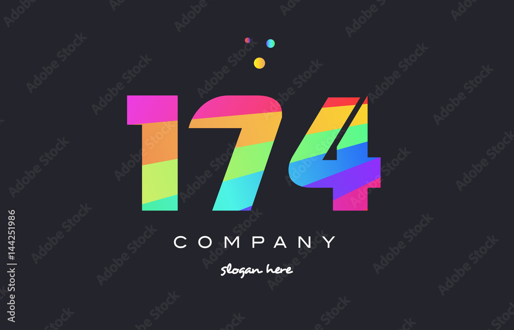 174 colored rainbow creative number digit numeral logo icon