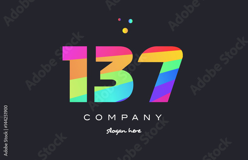 137 colored rainbow creative number digit numeral logo icon