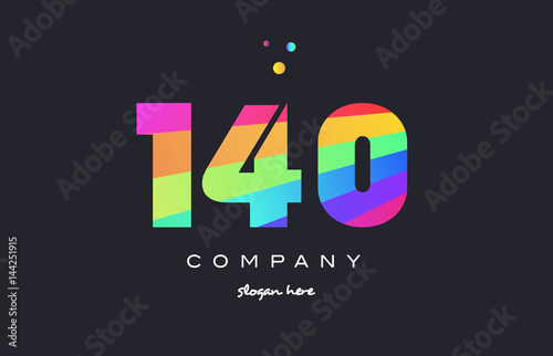 140 colored rainbow creative number digit numeral logo icon