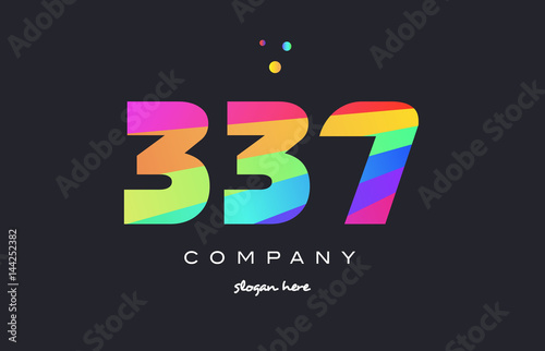 337 colored rainbow creative number digit numeral logo icon